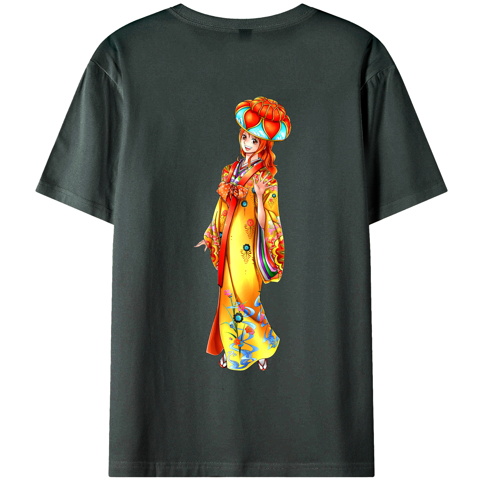 （画像用） ワンピース ナミ ONE PIECE Nami 綿100％ メンズ半袖Tシャツ（バックプリント） 通気性